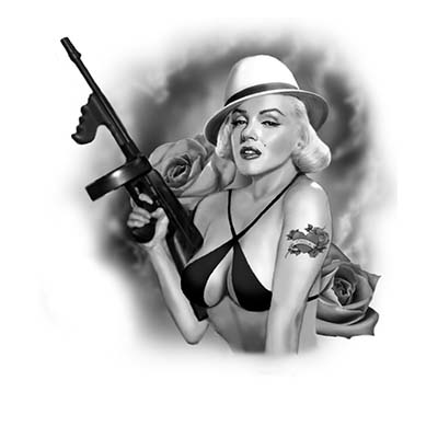 Gangster Marilyn Monroe Design Fake Temporary Water Transfer Tattoo Stickers NO.10356